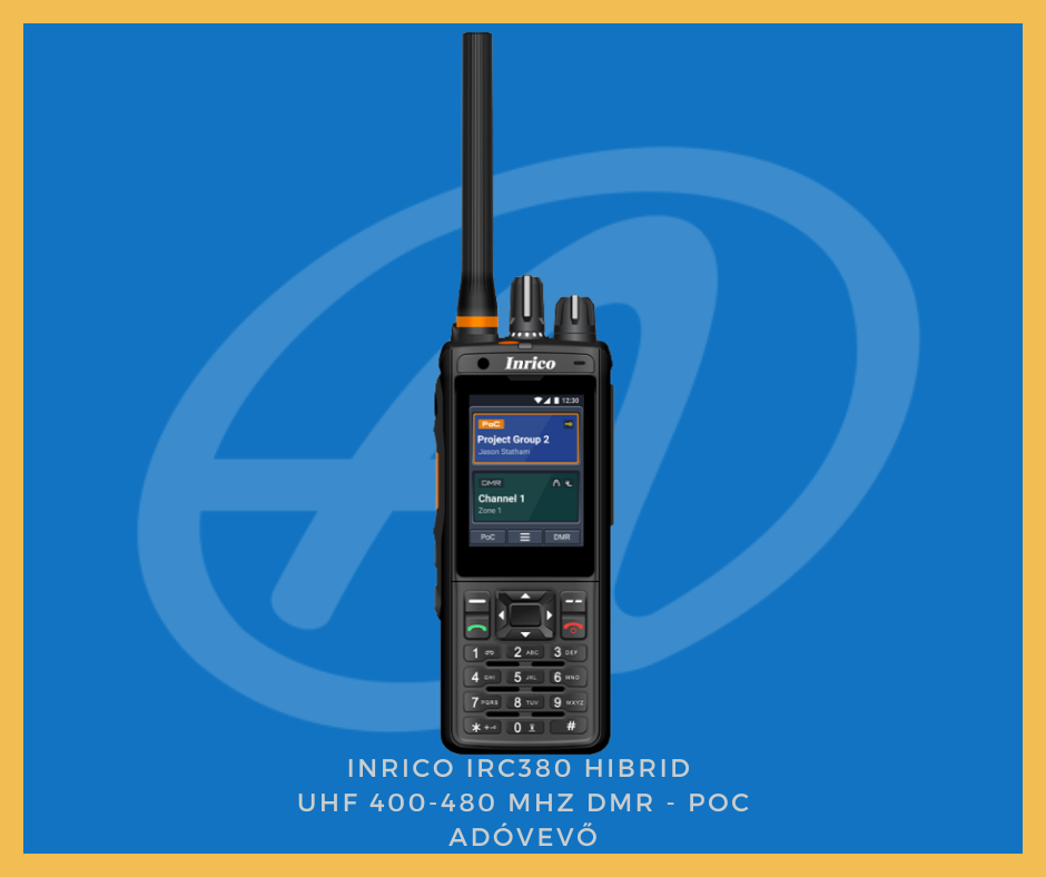 Inrico IRC380 hibrid UHF 400-480 MHz DMR - POC adóvevő