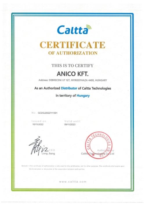 Caltta certification Anico Kft.